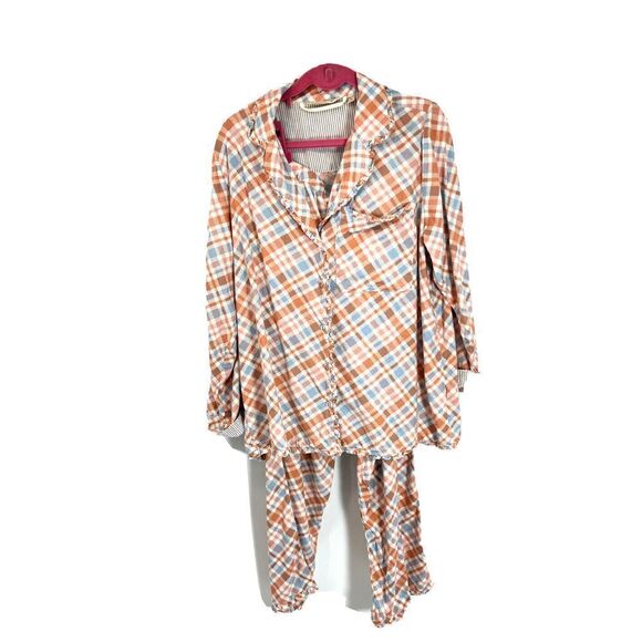 Soft Surroundings medium Flannel Plaid Pajamas Night Divine 2 piece PJ Set - Picture 4 of 14